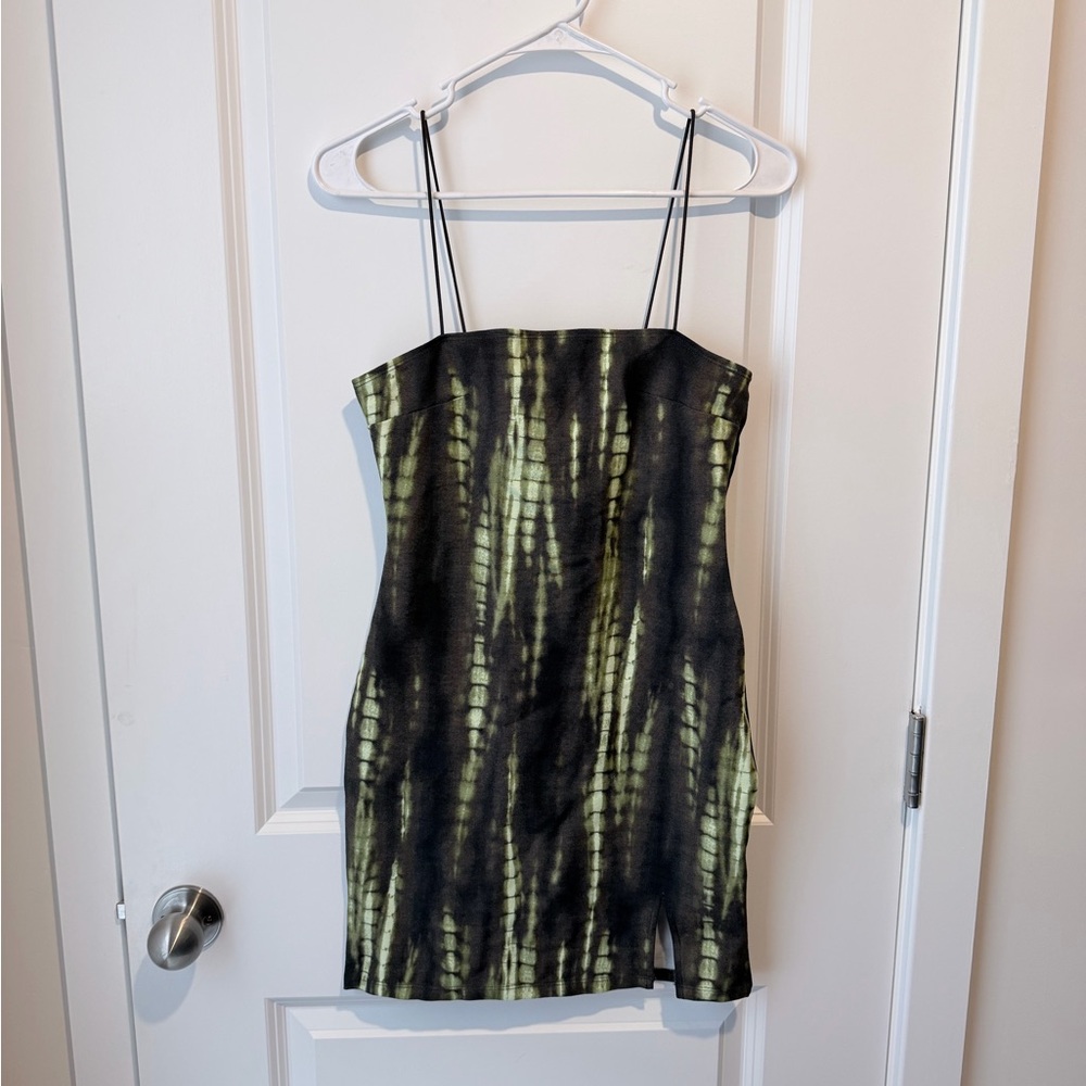 Forever 21 Tie-Dye Bodycon Mini Dress – Black/Lime – Size S